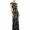 Mac Duggal Floral Beaded Cap Sleeve Evening Gown Shop For
