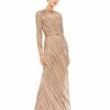 Mac Duggal Long Sleeve Beaded Column Gown Shop For