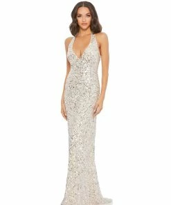 Mac Duggal Sequined Halter Strap Column Gown Shop For