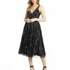 Mac Duggal Sleeveless V-Neck Tea Length Dress