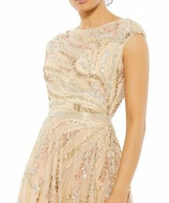 Mac Duggal Cap Sleeve Embellished Evening Gown