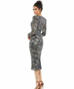 Mac Duggal Shop For Geo Embellished Midi Sheath Dress