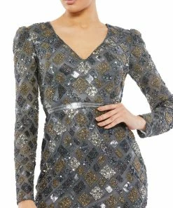 Mac Duggal Shop For Geo Embellished Midi Sheath Dress