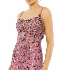 Mac Duggal Floral Embellished Scoop Neck Evening Gown