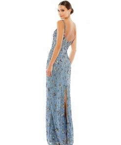 Mac Duggal Floral Embellished Scoop Neck Evening Gown