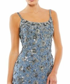 Mac Duggal Floral Embellished Scoop Neck Evening Gown