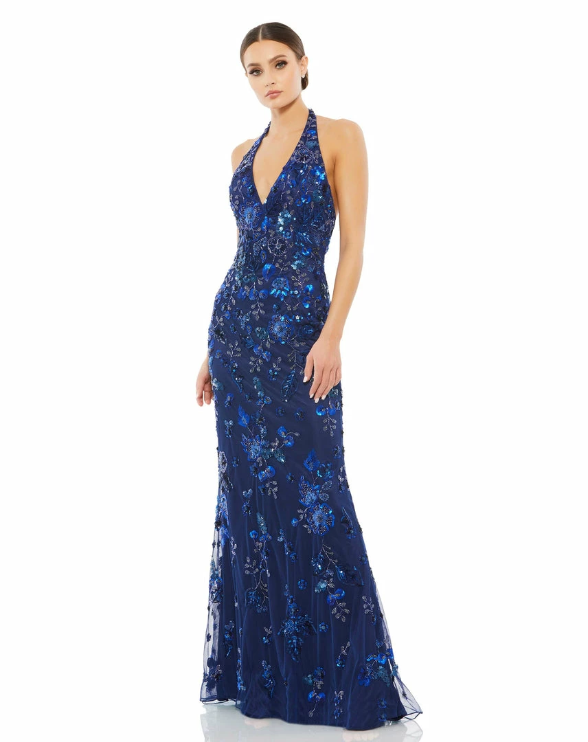 Mac Duggal Floral Embellished Halter Gown 1 Mac Duggal Floral Embellished Halter Gown