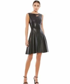 Ieena For Mac Duggal Asymmetrical Vegan Leather Sleeveless Fit & Flare