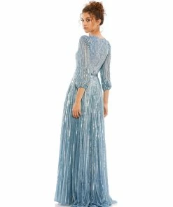 Mac Duggal Sequined Elbow Sleeve Surplice Gown Shop For