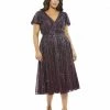 Mac Duggal Embellished Butterfly Sleeve V-Neck Cocktail Dress (Plus) Cocktail Dresses
