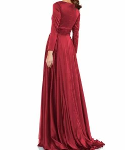 Ieena For Mac Duggal Long Sleeve Ruched Waist A-Line Gown Shop For