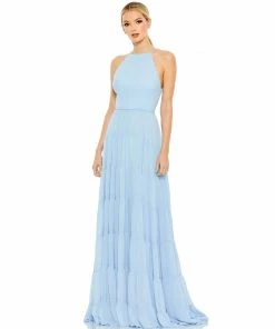 Ieena For Mac Duggal Tiered A-Line Halter Gown
