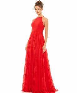 Ieena For Mac Duggal Tiered A-Line Halter Gown