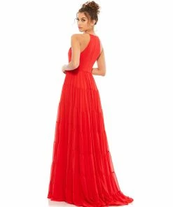 Ieena For Mac Duggal Tiered A-Line Halter Gown