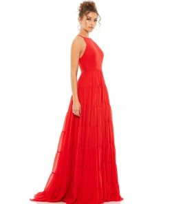 Ieena For Mac Duggal Tiered A-Line Halter Gown