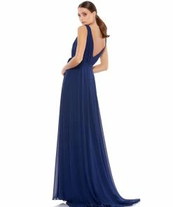 Ieena For Mac Duggal Sleeveless V-Neck Chiffon Gown