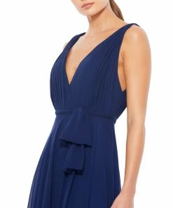 Ieena For Mac Duggal Sleeveless V-Neck Chiffon Gown