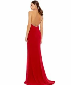 Ieena For Mac Duggal Halter Rhinestone Accented Evening Gown Shop For