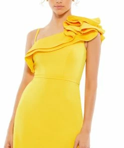 Ieena For Mac Duggal One Shoulder Ruffle Mini Dress