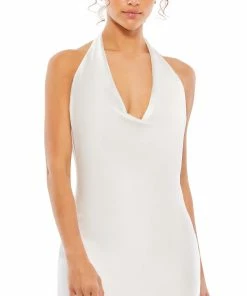 Ieena For Mac Duggal Satin Open Back Cowl Neck Mini Dress Short Dresses