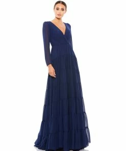 Ieena For Mac Duggal Long Sleeve Ruffle Tiered Evening Gown Shop For