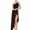 Ieena For Mac Duggal Shop For One Shoulder Hi-Low Draped Charmeuse Dress