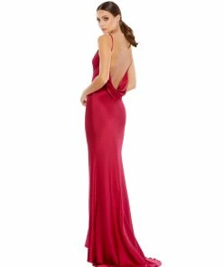 Ieena For Mac Duggal Shop For Cowl Back Strappy Satin Gown