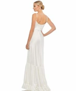 Ieena For Mac Duggal Scoop Neck Satin Gown