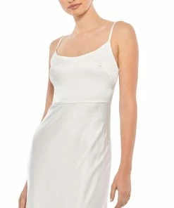 Ieena For Mac Duggal Scoop Neck Satin Gown