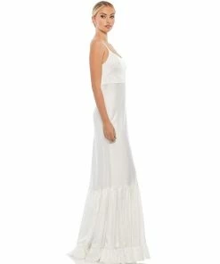 Ieena For Mac Duggal Scoop Neck Satin Gown