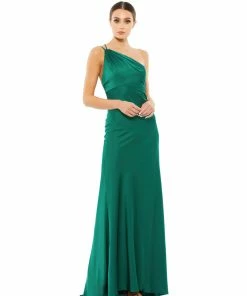 Ieena For Mac Duggal One Shoulder Double Strap Satin Gown Shop For