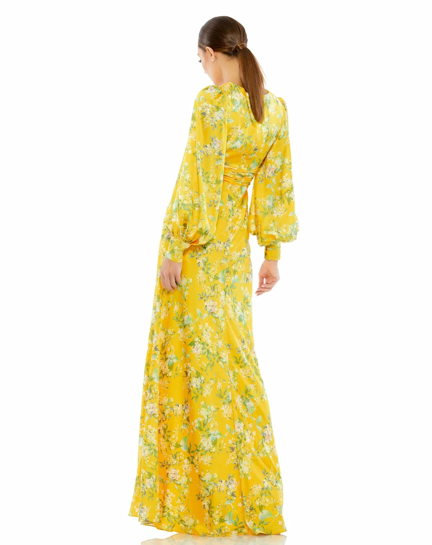 Ieena For Mac Duggal Floral Bishop Long Sleeve V Neck Gown Shop For 2 Ieena For Mac Duggal Floral Bishop Long Sleeve V Neck Gown Shop For