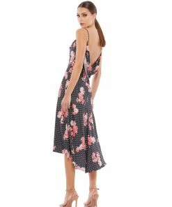 Ieena For Mac Duggal Shop For Black Polka Dot Floral Midi Dress | Final Sale