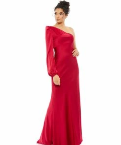 Ieena For Mac Duggal One Shoulder Blouson Sleeve Gown