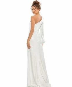 Ieena For Mac Duggal One Shoulder Blouson Sleeve Gown