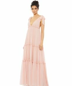 Ieena For Mac Duggal Tiered V-Neck Plunging Maxi Dress Shop For 9 Ieena For Mac Duggal Tiered V-Neck Plunging Maxi Dress Shop For