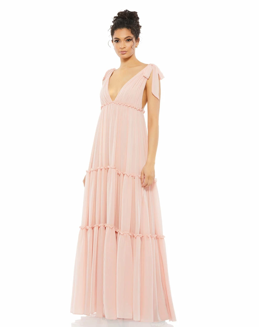 Ieena For Mac Duggal Tiered V-Neck Plunging Maxi Dress Shop For 4 Ieena For Mac Duggal Tiered V-Neck Plunging Maxi Dress Shop For