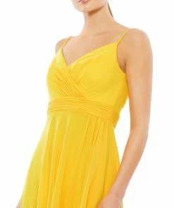 Ieena For Mac Duggal Ruffle Asymmetrical Hem Chiffon Maxi Dress Shop For