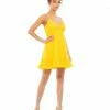 Ieena For Mac Duggal Shop For Ruffle V-Neck Criss-Cross Mini Dress