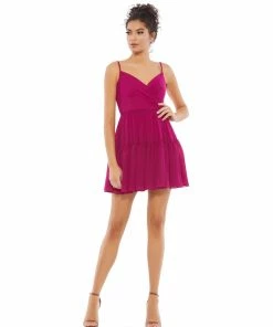 Ieena For Mac Duggal Spaghetti Strap Faux Wrap Dress