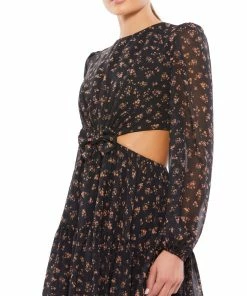 Ieena For Mac Duggal Shop For Front Bow Cut Out Long Sleeve Dress