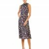 Ieena For Mac Duggal Floral Print Tie Neck Midi Dress Wedding Guest
