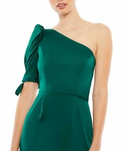 Ieena For Mac Duggal Satin One Shoulder Puff Sleeve Trumpet Gown 11 Ieena For Mac Duggal Satin One Shoulder Puff Sleeve Trumpet Gown