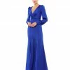 Ieena For Mac Duggal Satin Ruched Bishop Sleeve Gown Shop For