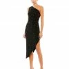 Ieena For Mac Duggal Shop For Pearl Encrusted One Shoulder Asymmetrical Hem Mid