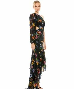 Ieena For Mac Duggal Shop For Floral One Sleeve Cut Out Dress