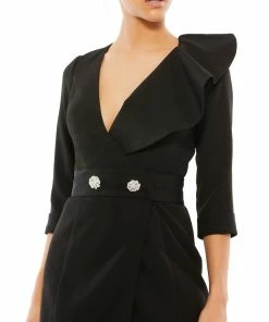 Ieena For Mac Duggal Ruffled Faux Tuxedo Mini Dress