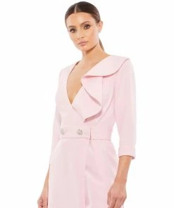 Ieena For Mac Duggal Ruffled Faux Tuxedo Mini Dress