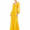 Ieena For Mac Duggal Charmeuse Empire Waist Blouson Sleeve Gown