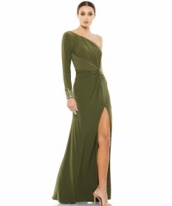 Mac Duggal Twist Front Embellished Sleeve Jersey Gown Shop For 7 Mac Duggal Twist Front Embellished Sleeve Jersey Gown Shop For